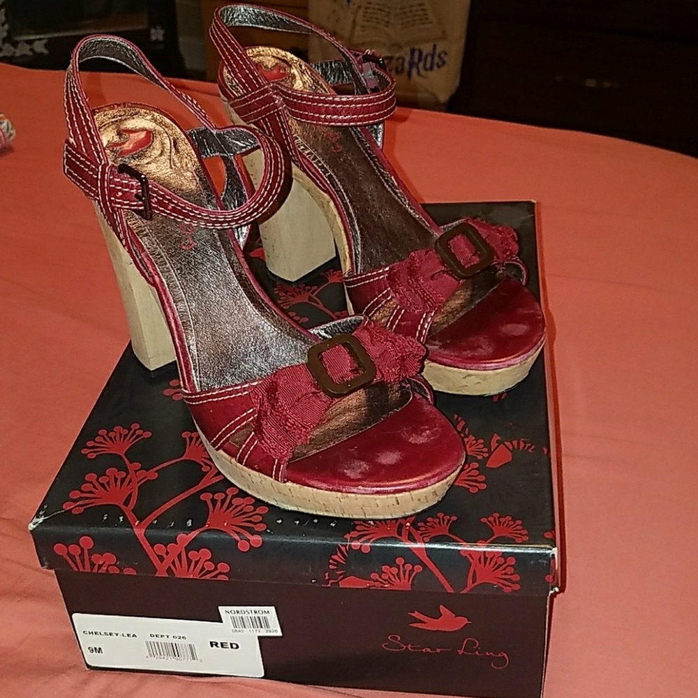 Star Ling red strappy heels.